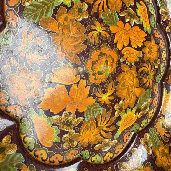 Daher Decorated Ware 1971 Tray Autumn Floral Brown Orange Green Turquoise - Picture 5 of 9